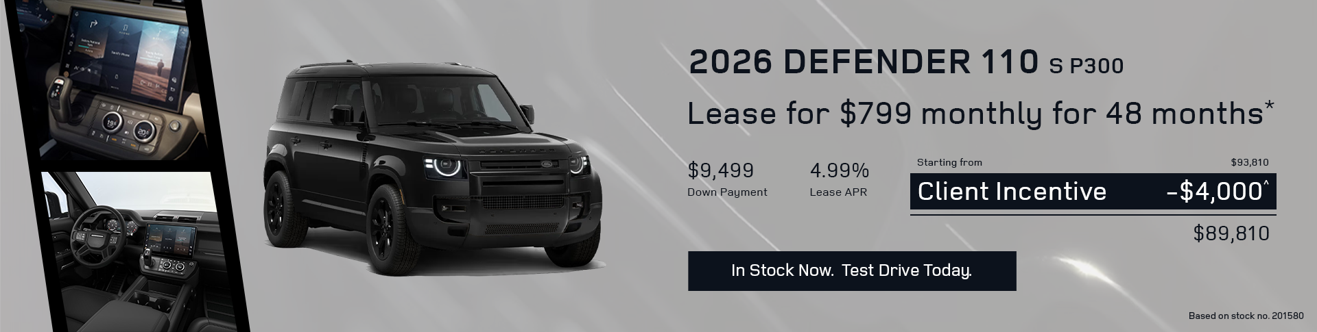 Lease a 2026 Defender 110 S P300 for $799 monthly*