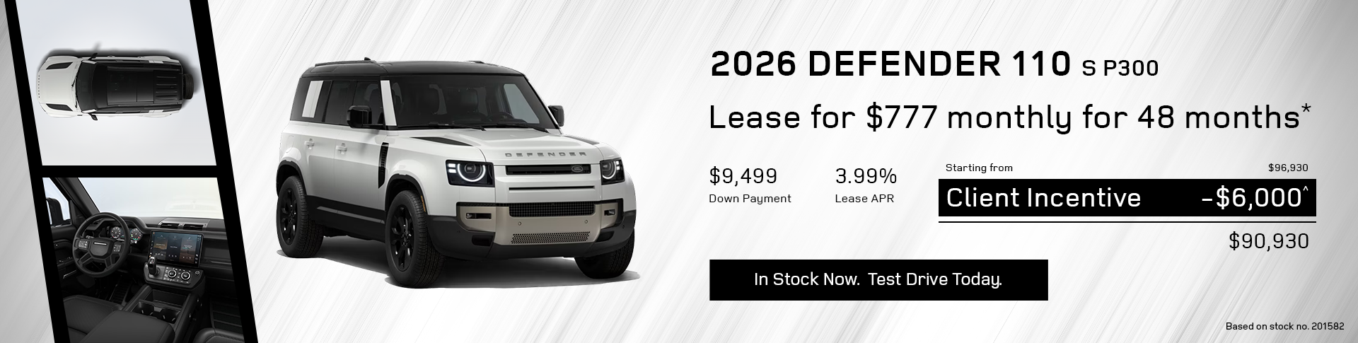 Lease a 2026 Defender 110 S P300 for $777 monthly*