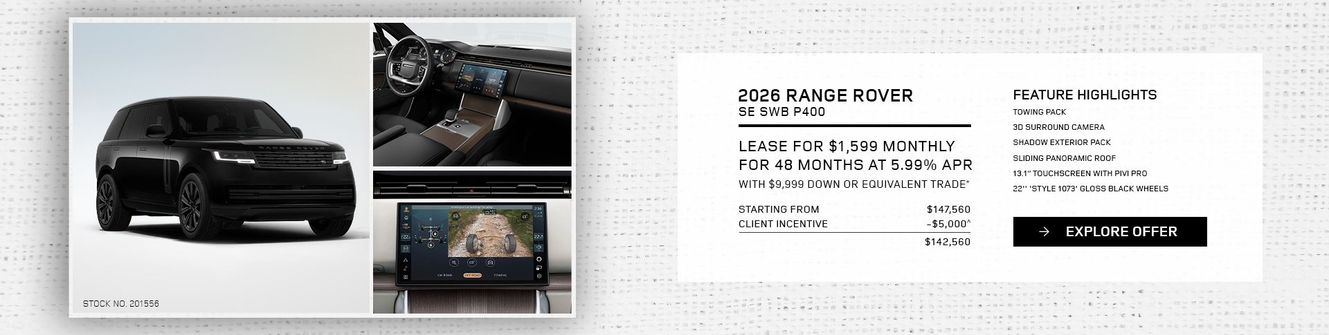 Lease a 2026 Range Rover SE SWB P400 for $1,599 monthly*