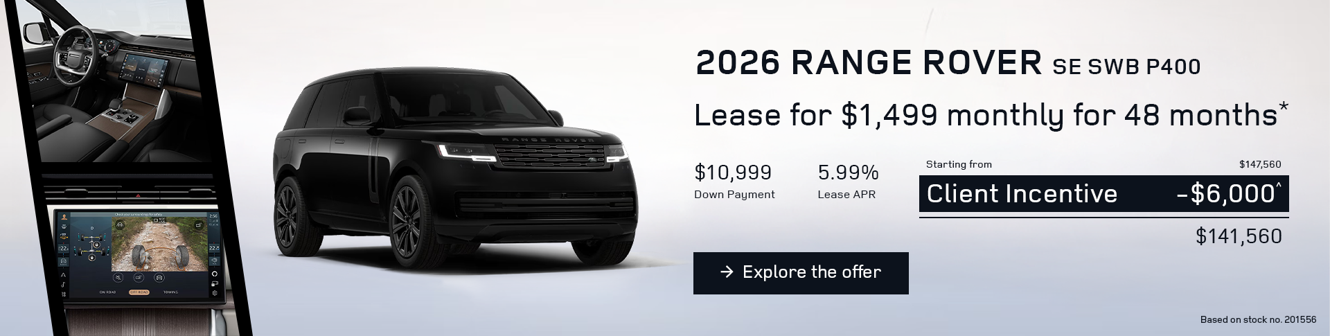 Lease a 2026 Range Rover SE SWB P400 for $1,499 monthly*