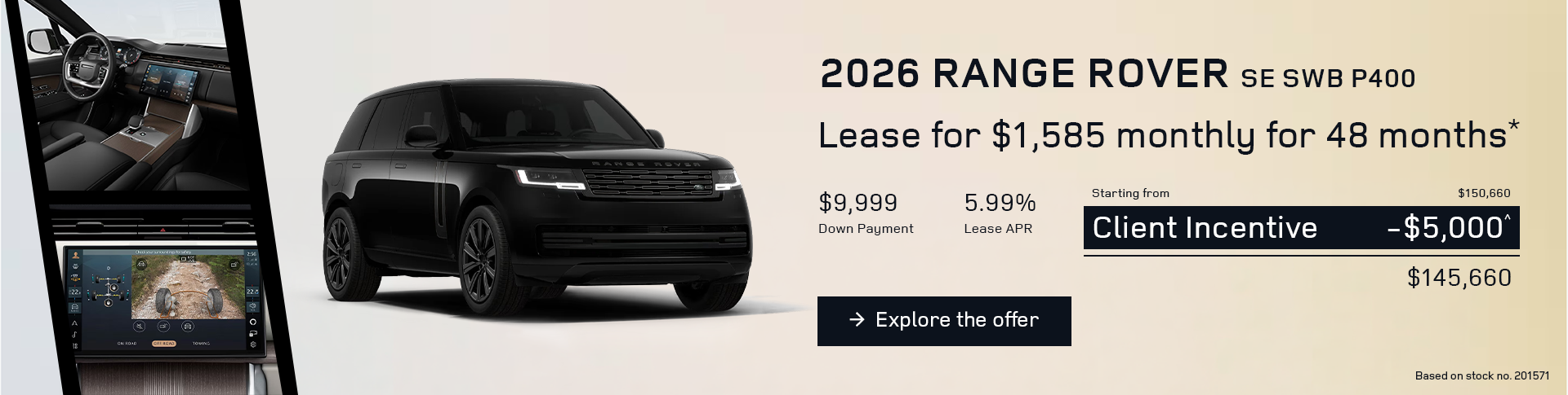 Lease a 2026 Range Rover SE SWB P400 for $1,585 monthly*
