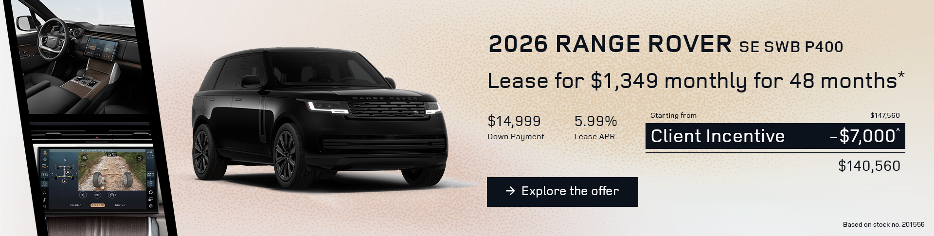 Lease a 2026 Range Rover SE SWB P400 for $1,349 monthly*