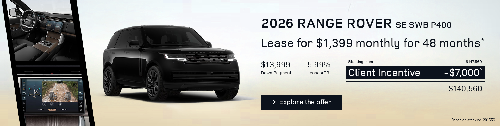 Lease a 2026 Range Rover SE SWB P400 for $1,399 monthly*