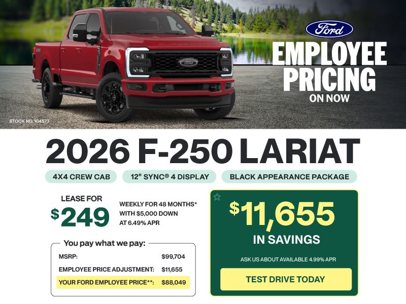 Lease a 2026 Ford Super Duty F-250 SRW Lariat 4X4 Crew Cab for $249 weekly*