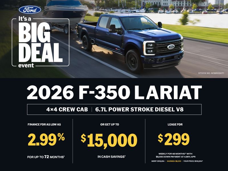 Lease a 2026 Ford Super Duty F-350 SRW Lariat 4X4 Crew Cab for $299 weekly*