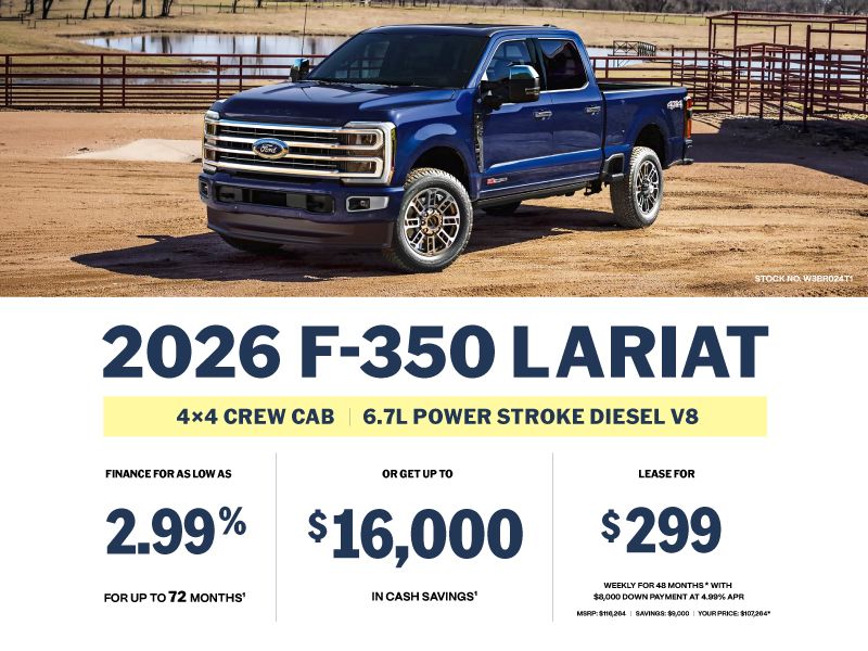 Lease a 2026 Ford Super Duty F-350 SRW Lariat 4X4 Crew Cab for $299 weekly*