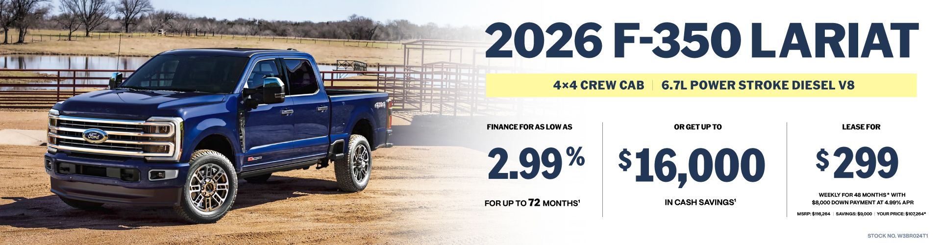 Lease a 2026 Ford Super Duty F-350 SRW Lariat 4X4 Crew Cab for $299 weekly*