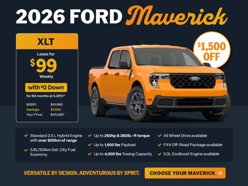 Lease a 2026 Maverick XLT AWD for $99 weekly*