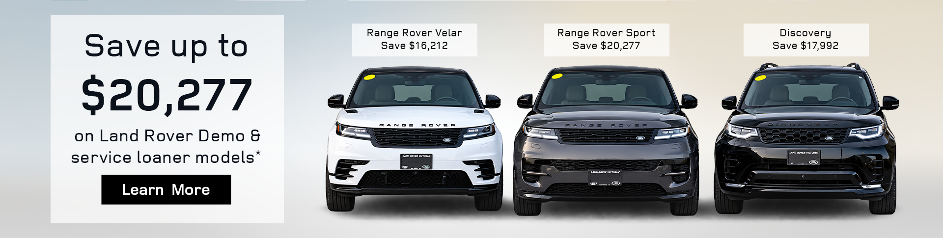 Save up to $20,277 on select Land Rover demo & service loaner models*