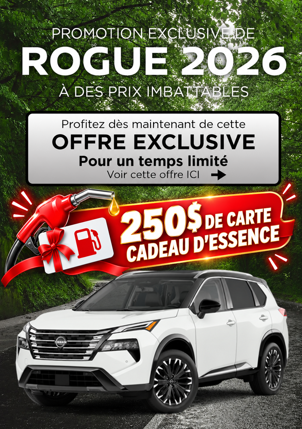 Promotion démonstrateur Nissan Rogue 2026 en location à partir de 99$\semaine chez Coupal & Brassard Nissan!