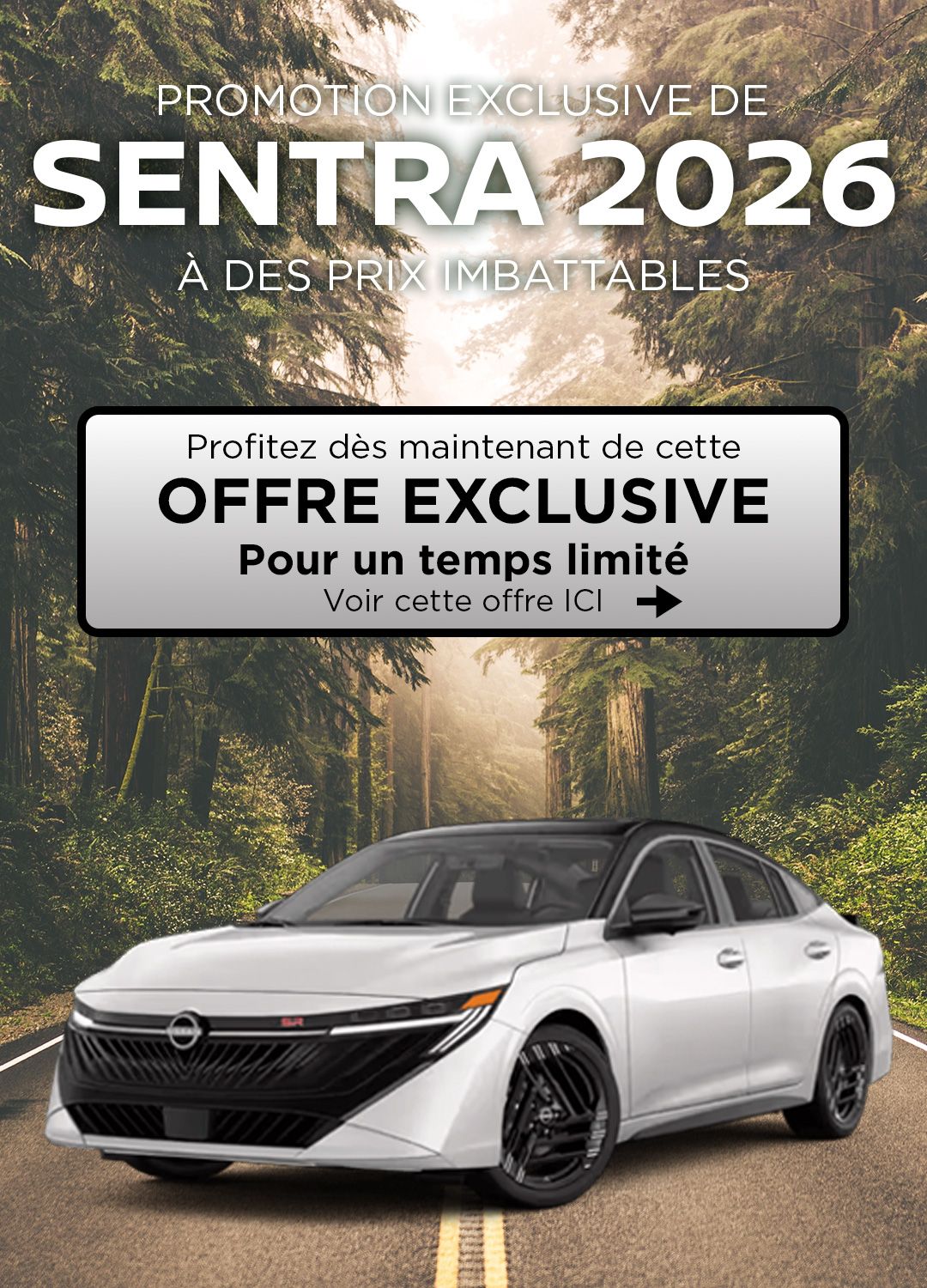 Promotion de Nissan Sentra SV ensemble toit 2025 (95$/semaine) + pneus d'hiver inclus chez Coupal Brassard Nissan!