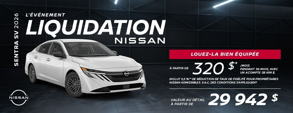 Obtenez la Sentra 2026!