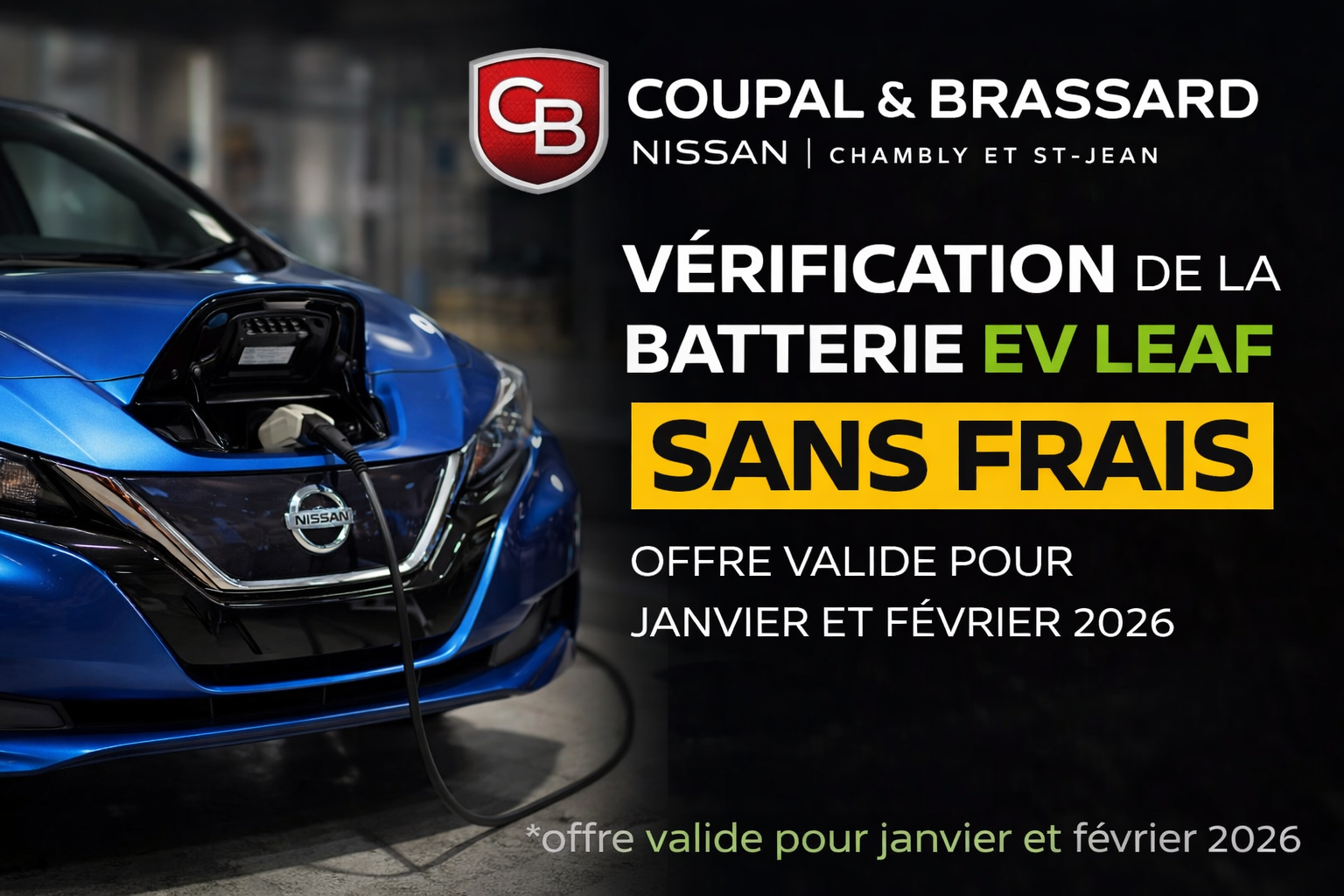 Vérification de la batterie EV LEAF sans frais!