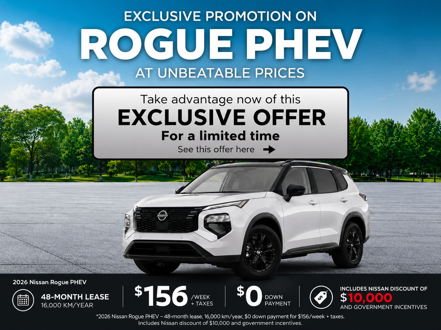 Get the new 2026 Hybrid Rogue for less than $156/week at Coupal Brassard Nissan!