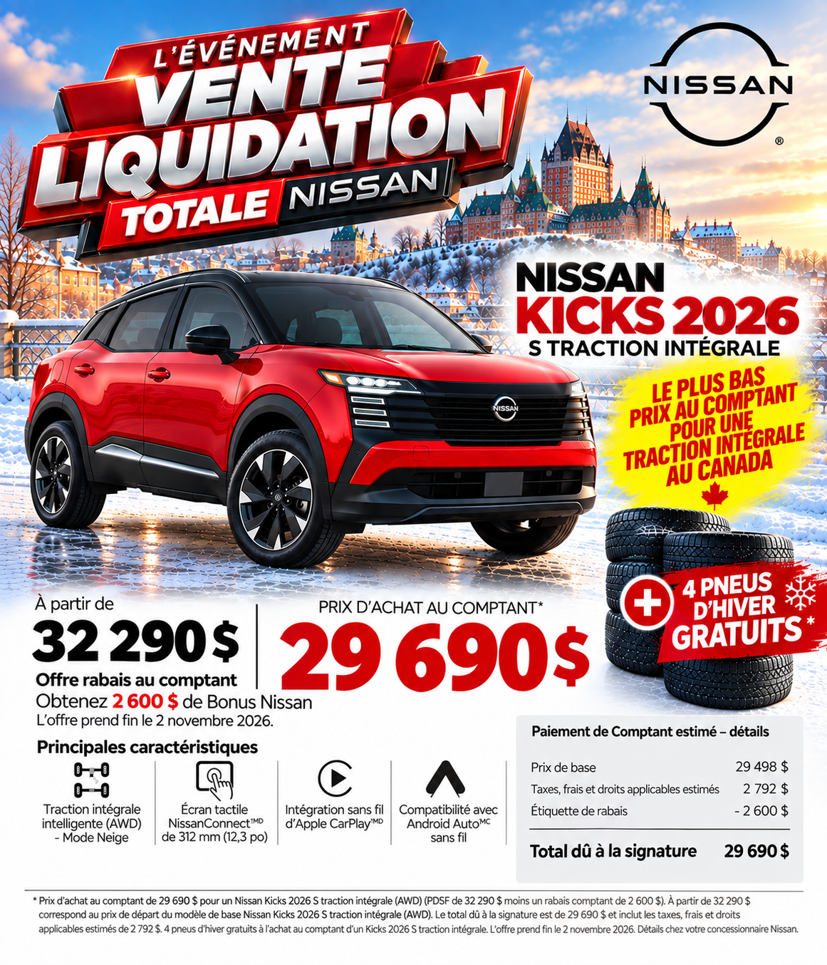 Vente liquidation Nissan Kicks 2026!