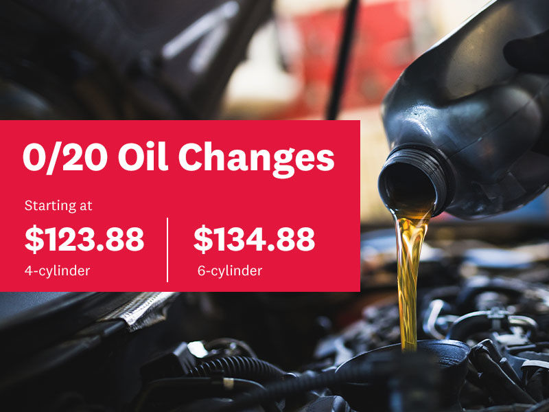 0/20 oil changes starting at $123.88