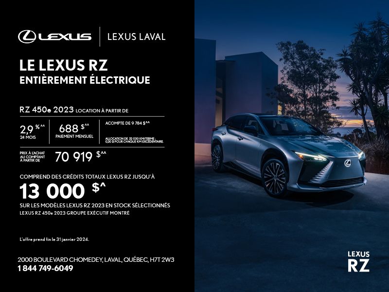 LE LEXUS RZ ENTIÈREMENT ÉLECTRIQUE