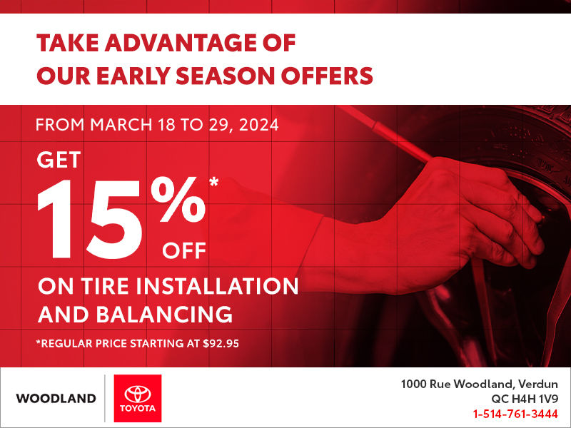 Get 15%* off tire installation and balancing