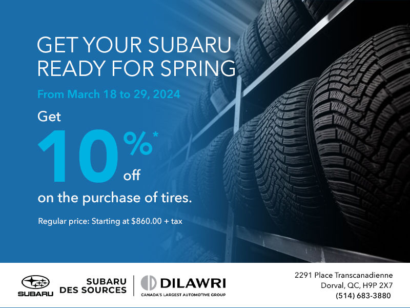 Get 10%* off on the purchase of tires.