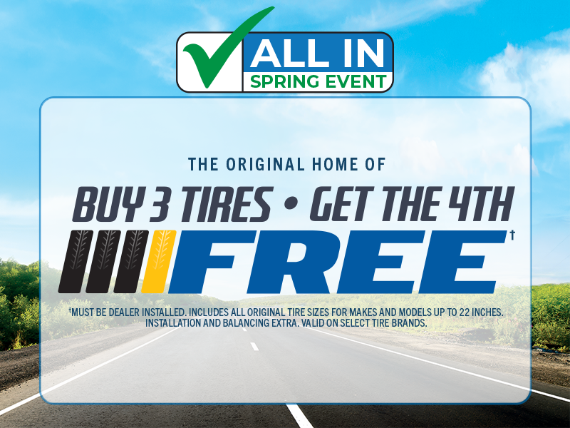 Buy 3 Tires, Get The 4th FREE