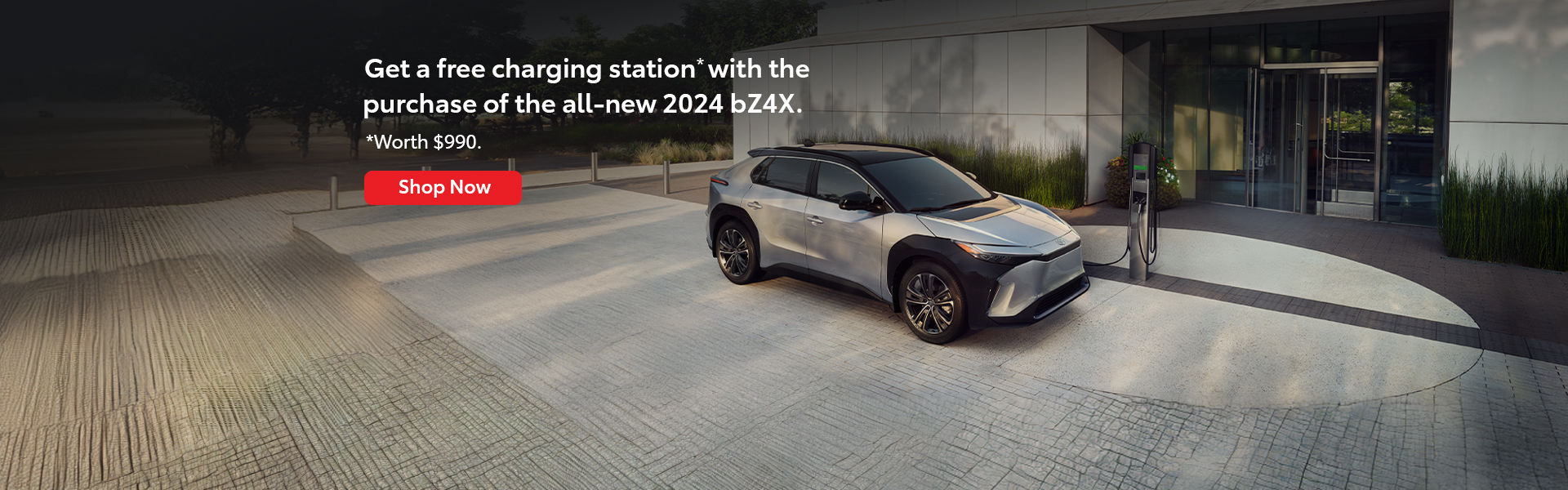Get a free charging station* with the purchase of the all-new 2024 bZ4X.