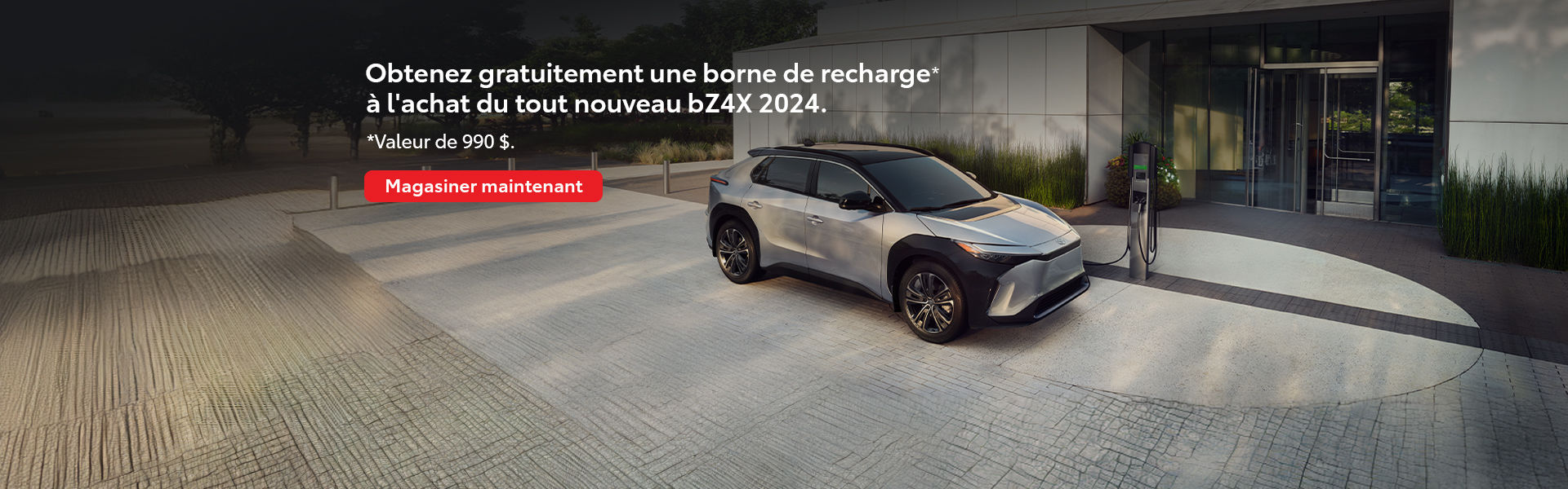 Obtenez gratuitement une borne de recharge* à l'achat du tout  nouveau bZ4X 2024.
