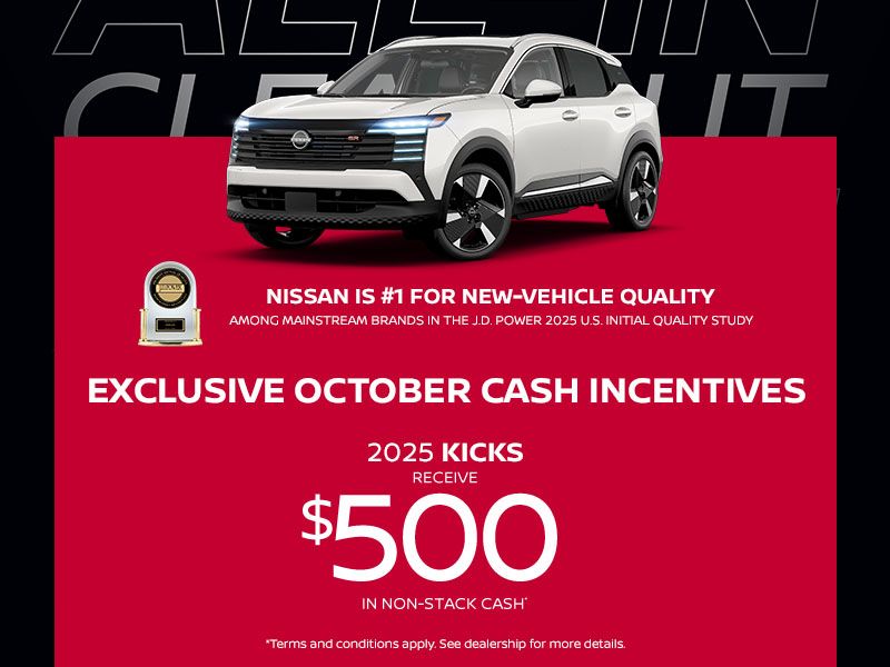 Exclusive October Cash Incentives - 2025 Kicks
