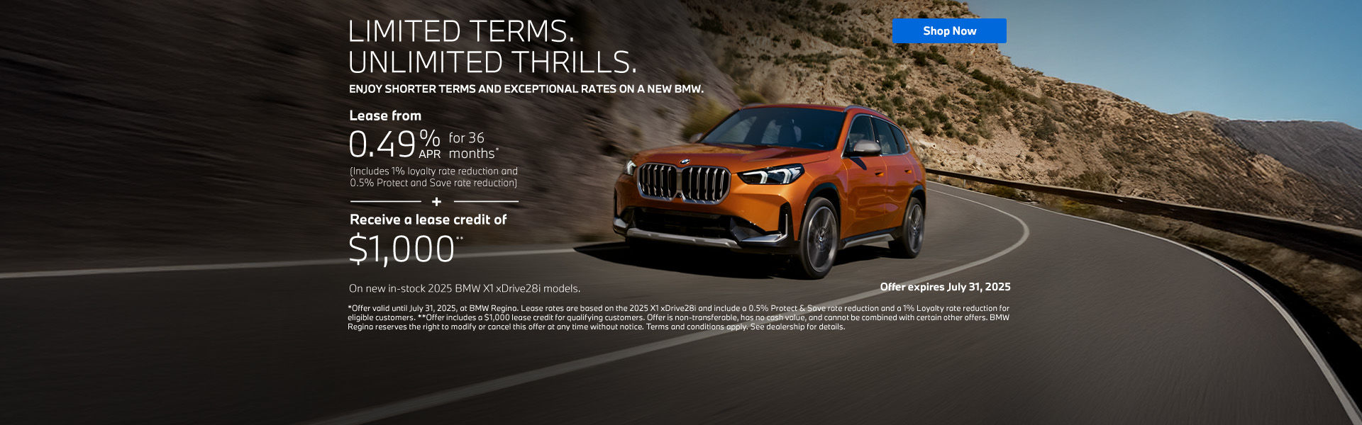 Limited Terms. Unlimited Thrills. – 2025 BMW X1