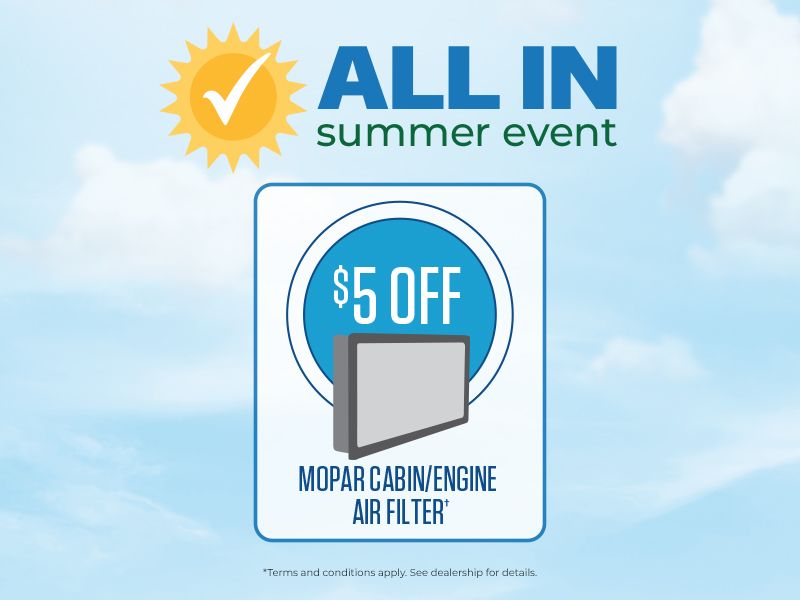 $5 OFF MOPAR Cabin/Engine Air Filter
