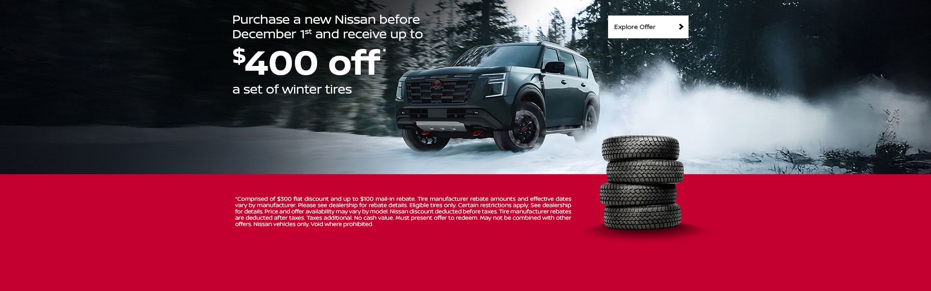 Receive up to $400 off winter tires