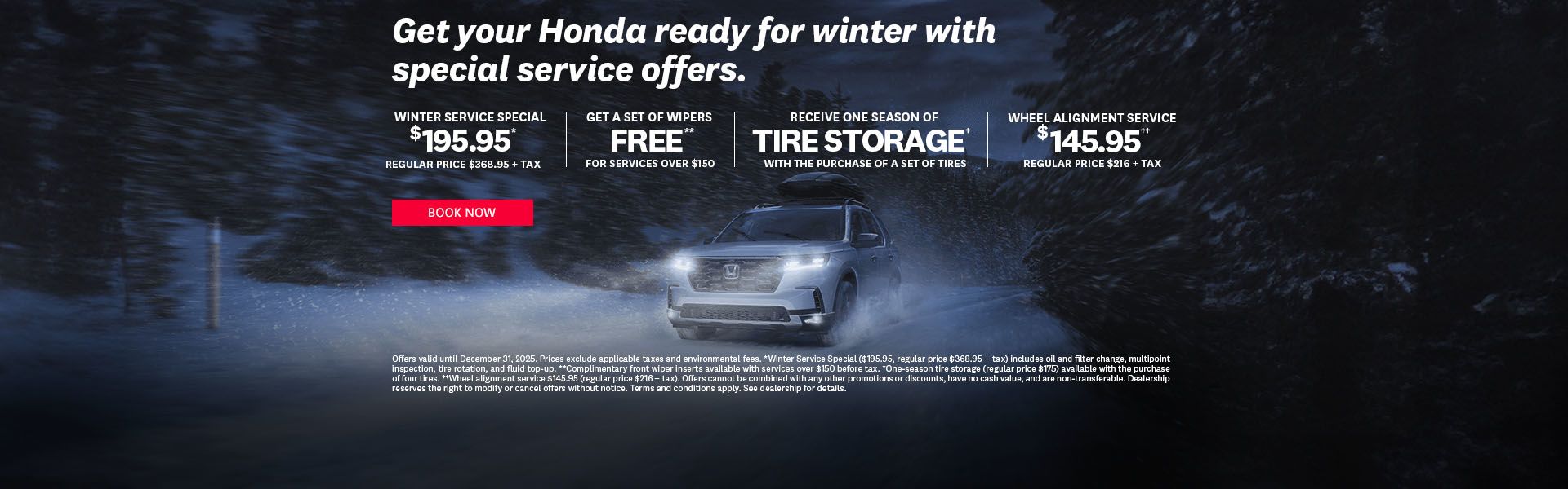 Get your Honda ready for winter with special service offers.