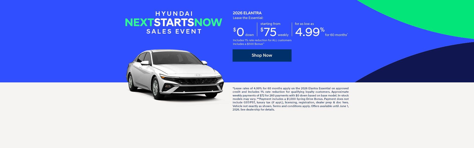 Hyundai Next Starts Now Sales Event | 2026 Elantra