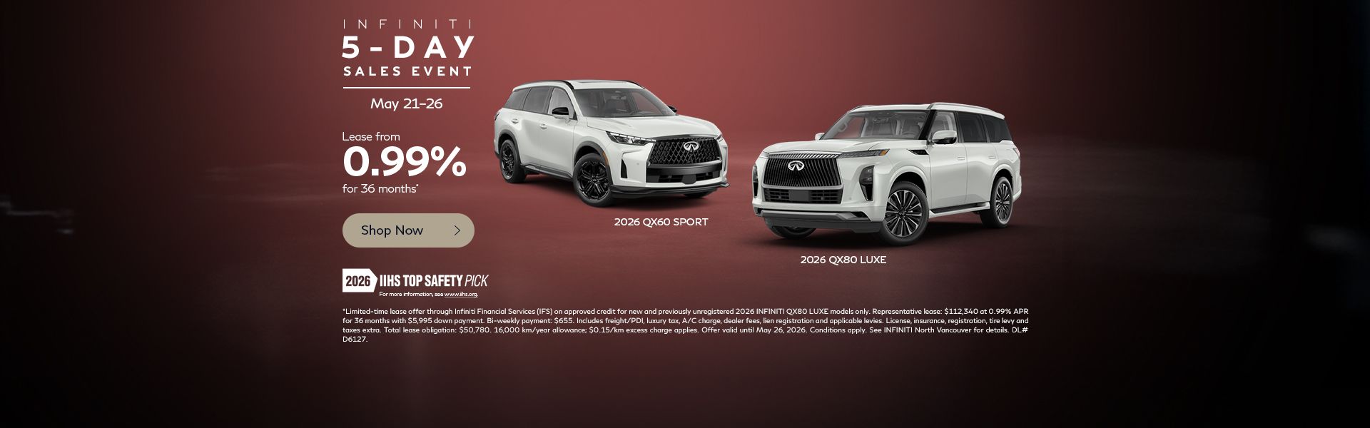 INFINITI 5-Day Sales Event | 2026 QX60 Sport & QX80 Luxe