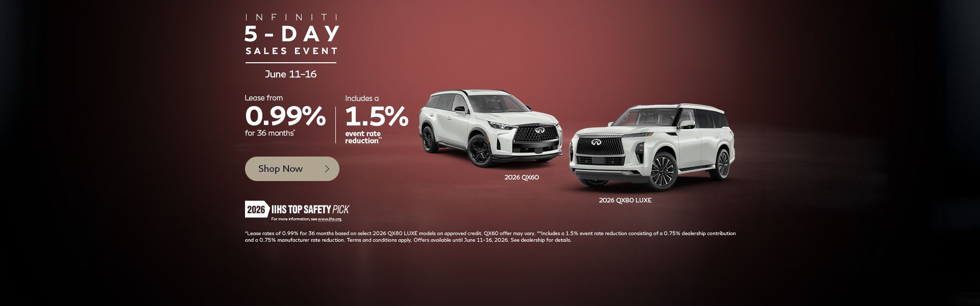 IINFINITI 5-Day Sales Event | 2026 QX80 & QX60