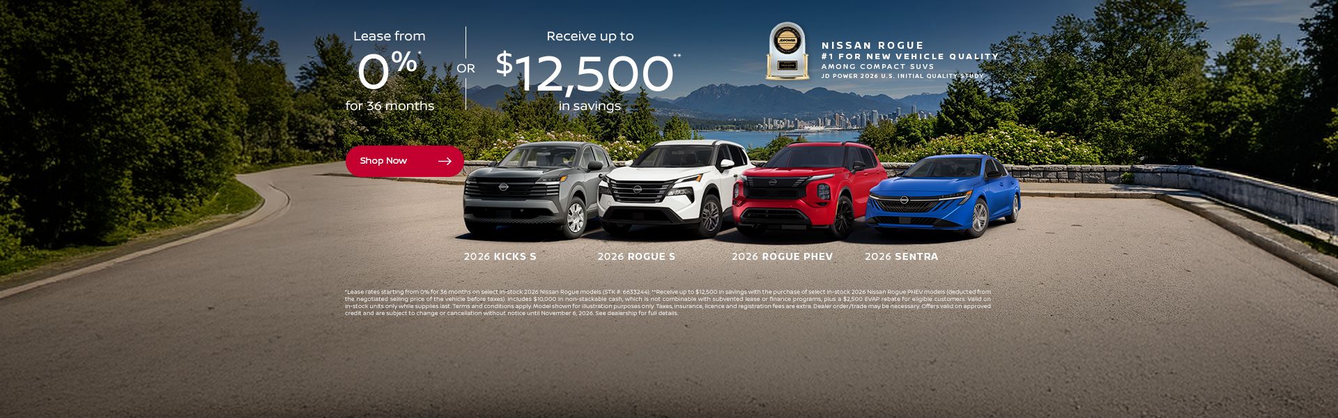 2026 Kicks S, Rogue S, Rogue PHEV & Sentra
