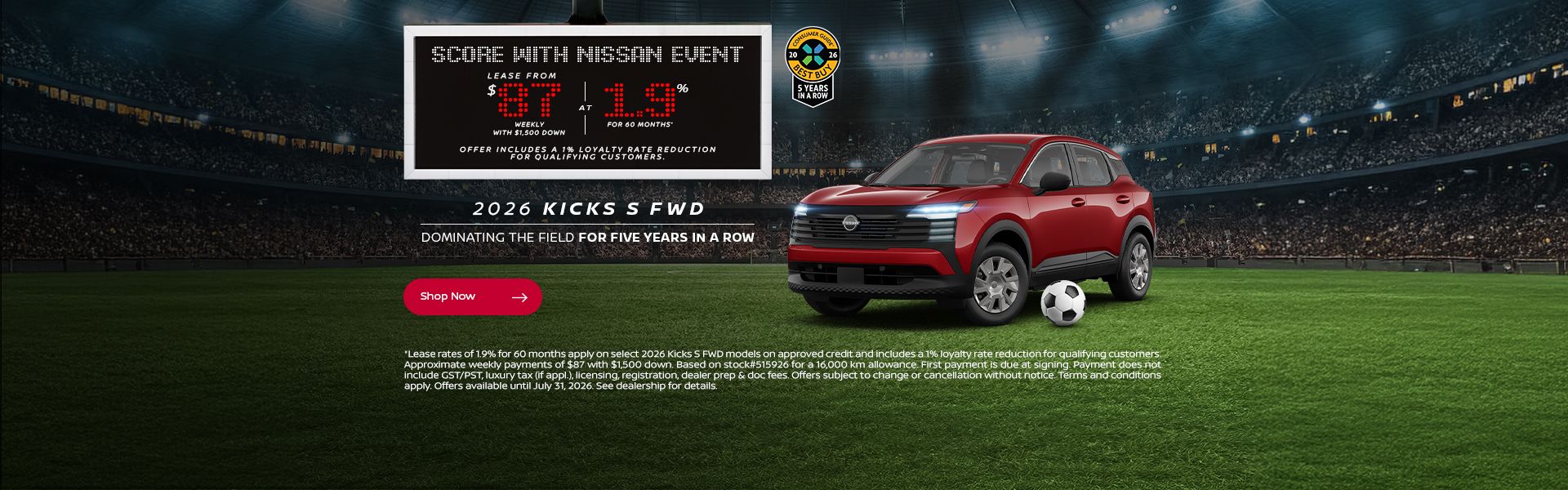 Score with Nissan Event | 2026 Kicks S FWD