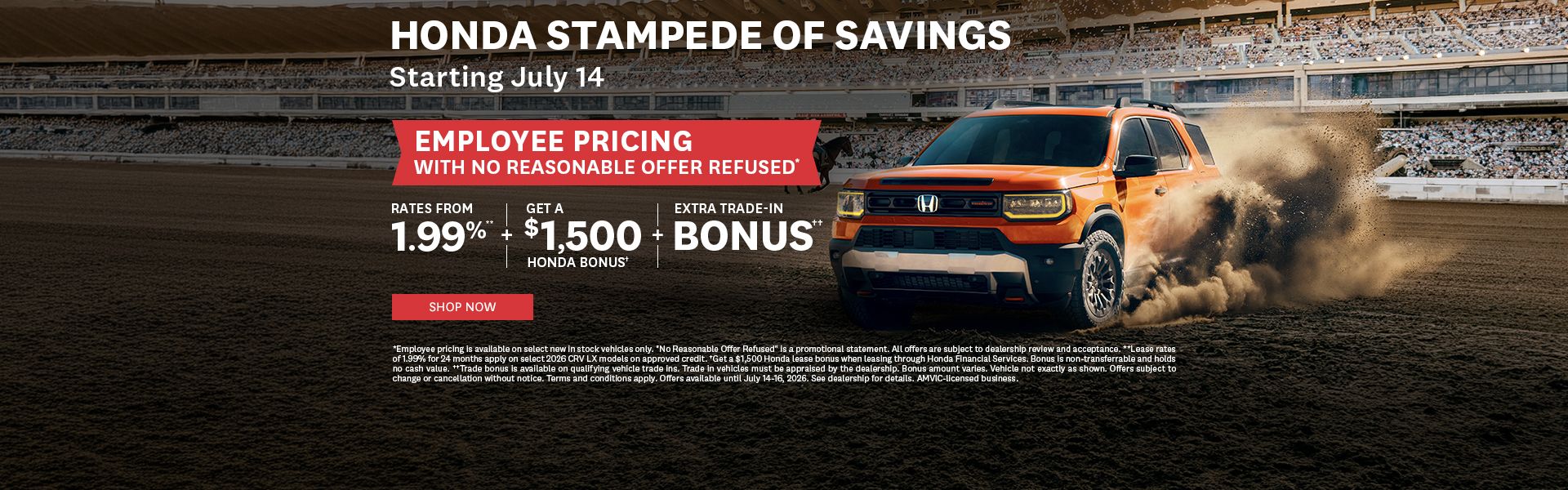 Honda Stampede of Savings | July 14–16