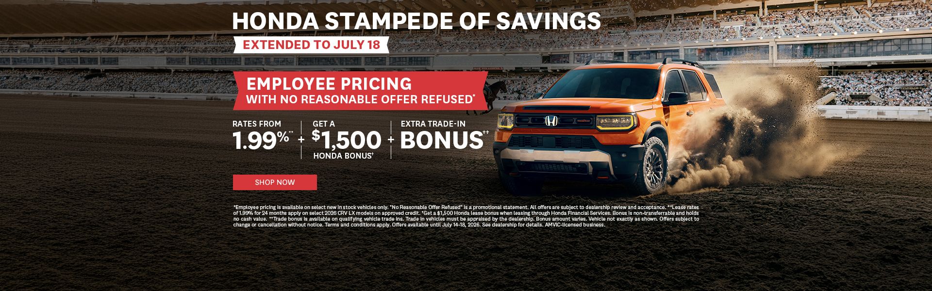 Honda Stampede of Savings | July 14–18