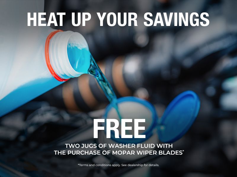 Free Two Jugs of Washer Fluid with the Purchase of Mopar Wiper Blades