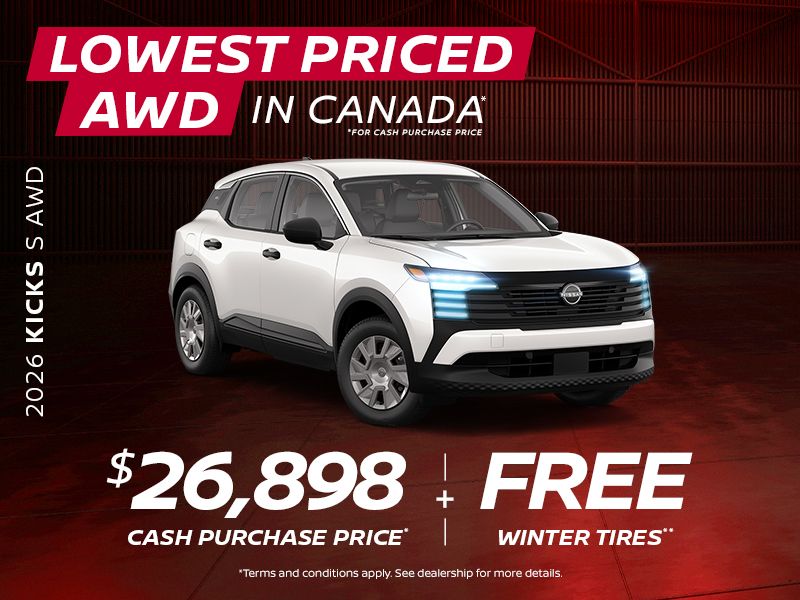 Lowest Priced AWD in Canada | 2026 Kicks S AWD