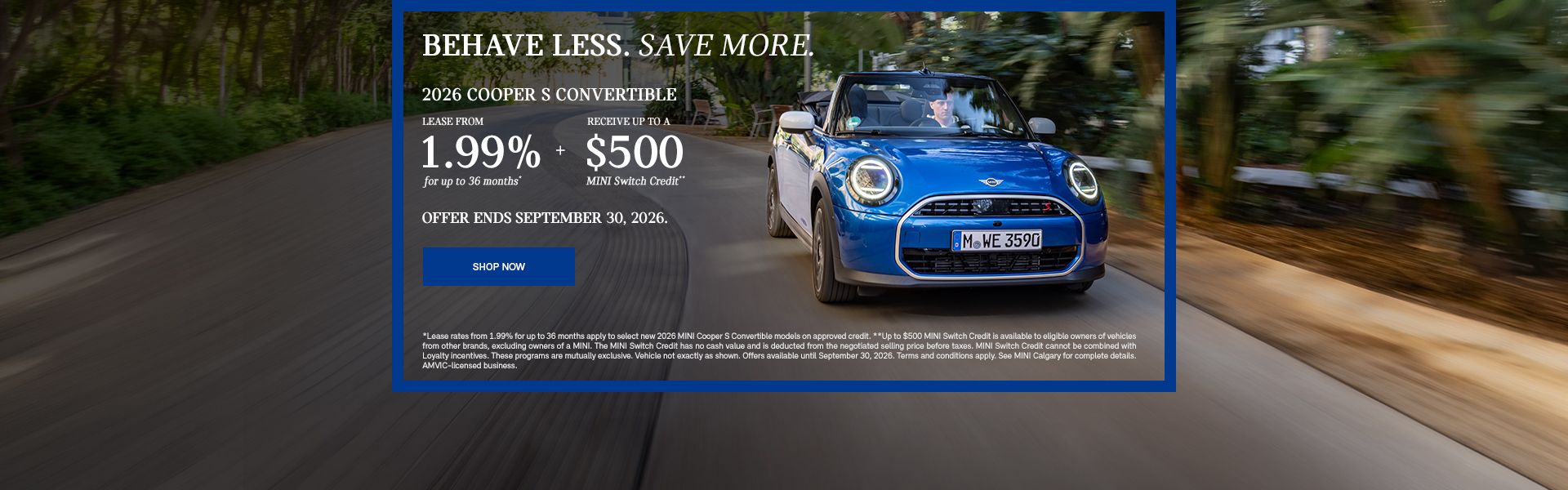 Behave Less. Save More. | 2026 Cooper S Convertible