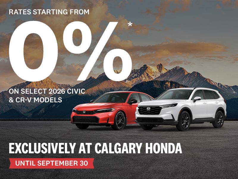 Lease or finance from 0% on select 2026 Civic and CR-V models