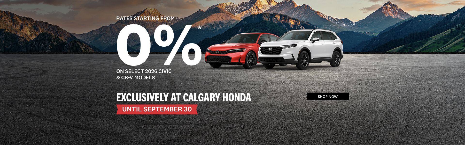 Lease or finance from 0% on select 2026 Civic and CR-V models