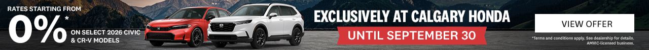Lease or finance from 0% on select 2026 Civic and CR-V models
