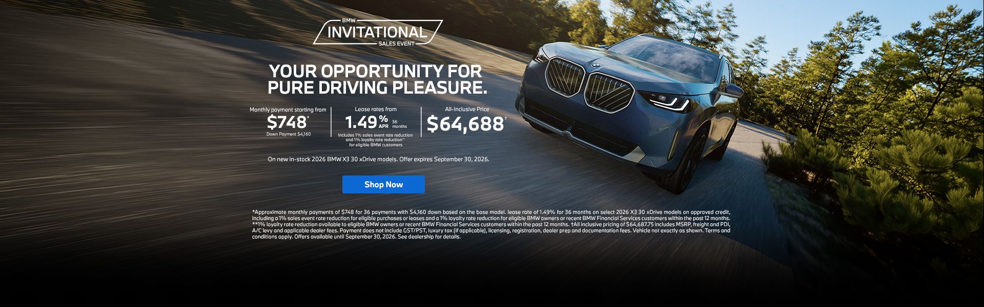 September Invitational Sales Event | X3