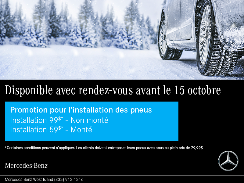 Promotion pour l'installation des pneus.
