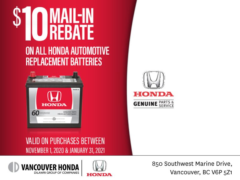 Vancouver Honda GET A GENUINE HONDA REPLACEMENT BATTERY STARTING AT