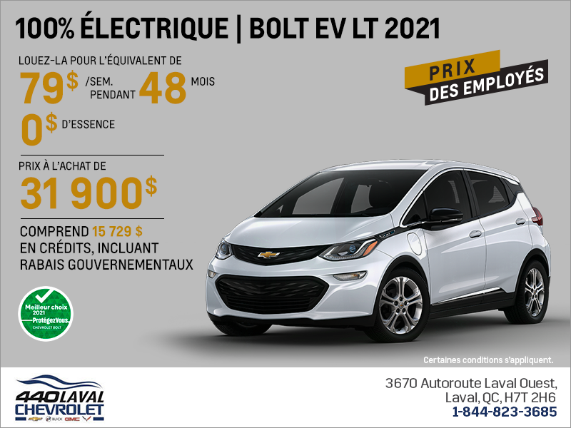 Procurez-vous la Chevrolet Bolt 2021!