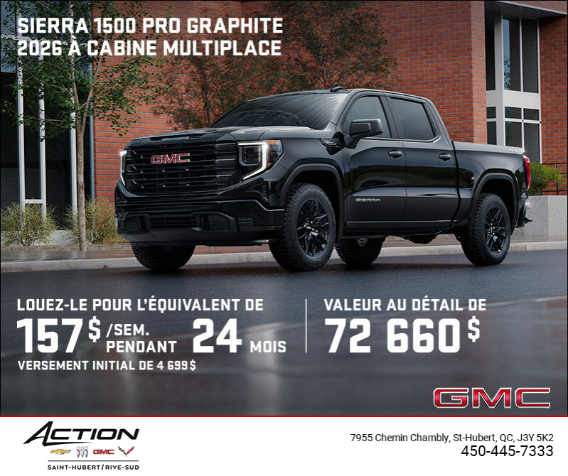 Le GMC Sierra 1500 Pro Graphite 2026 à cabine multiplace