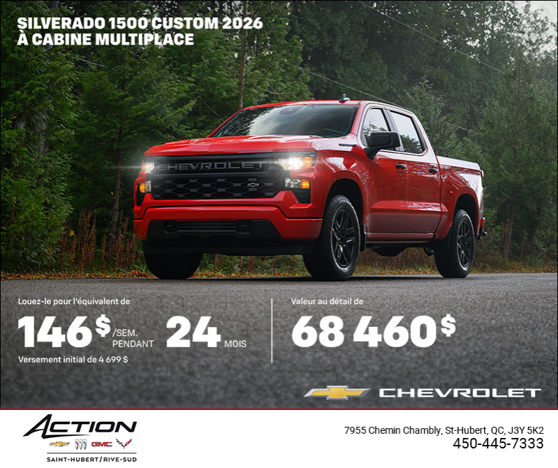 Procurez-vous le Chevrolet Silverado 1500 2026 à cabine multiplace